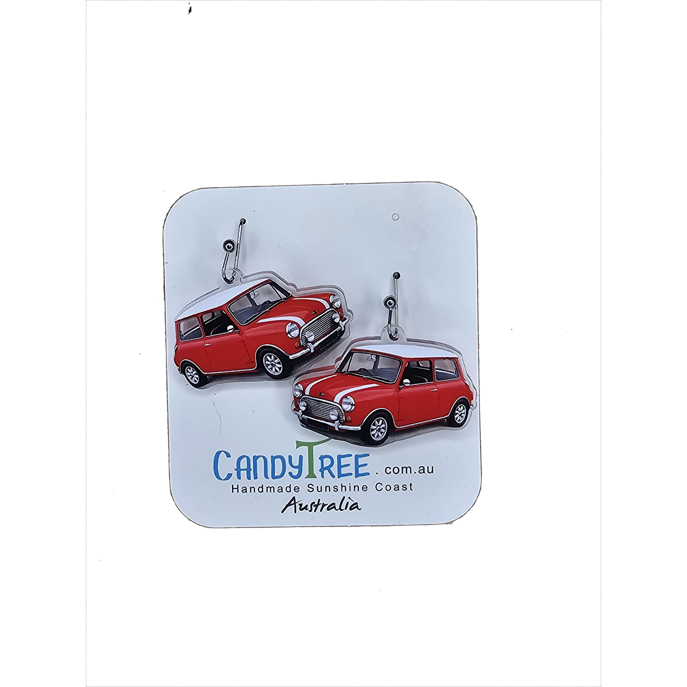 Red Mini Cooper Dangle Earrings