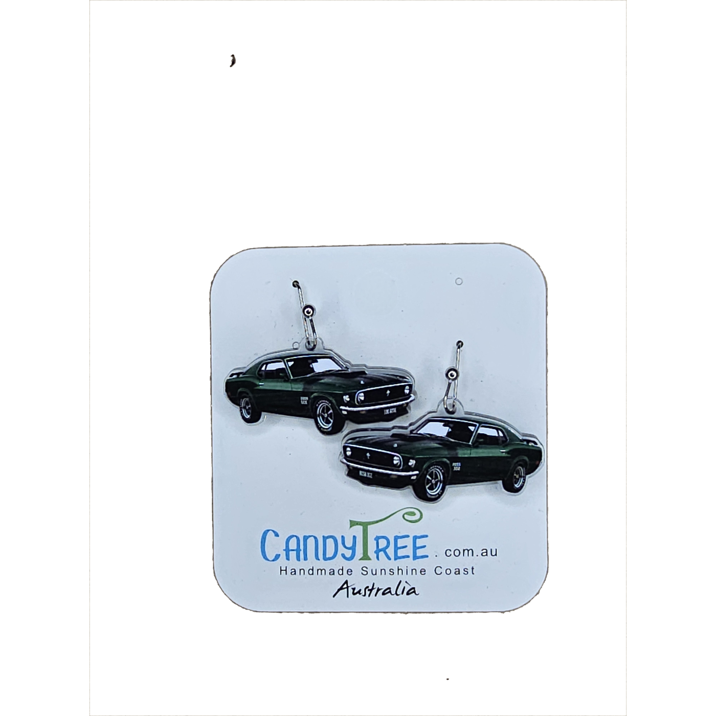 Dark Green Mustang Dangle Earrings