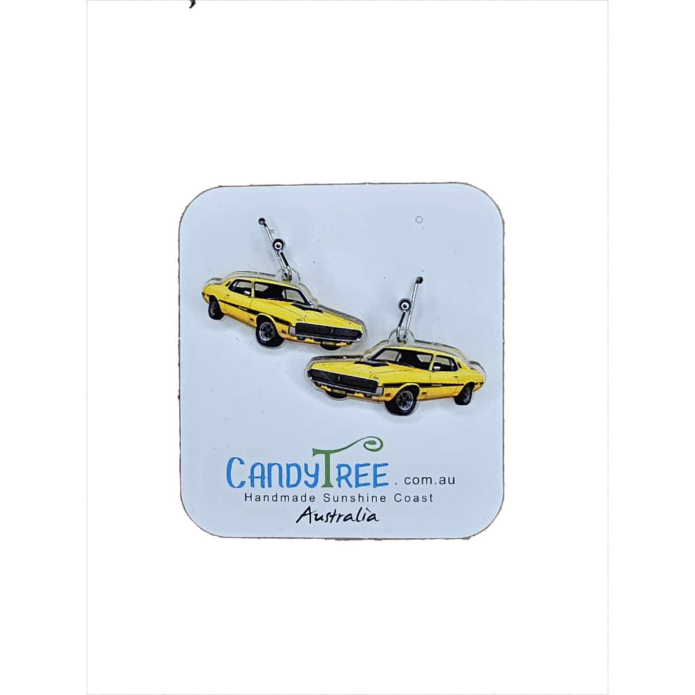 Yellow Muscle Car Dangle Earrings