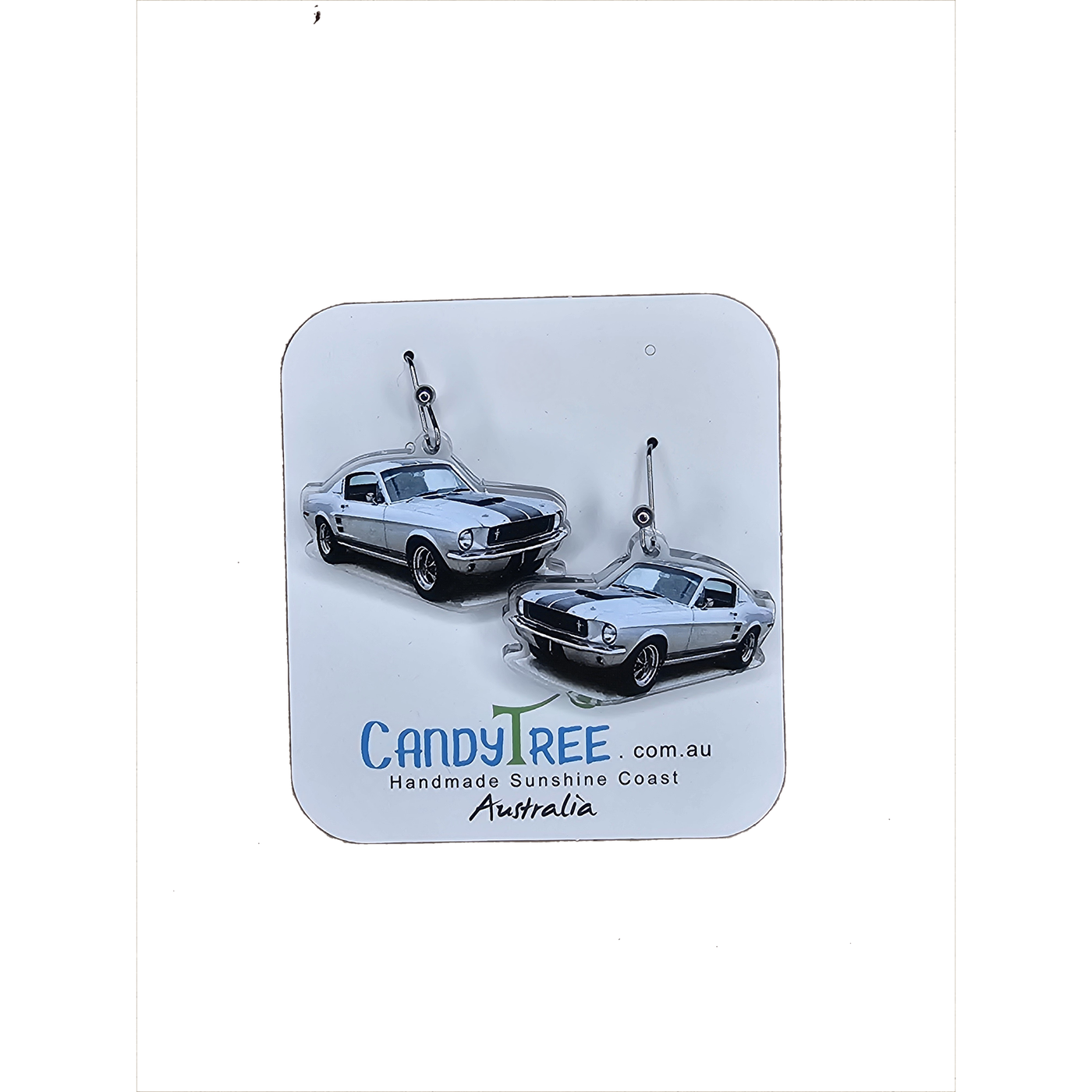 Silver Mustang Fastback Dangle Earrings