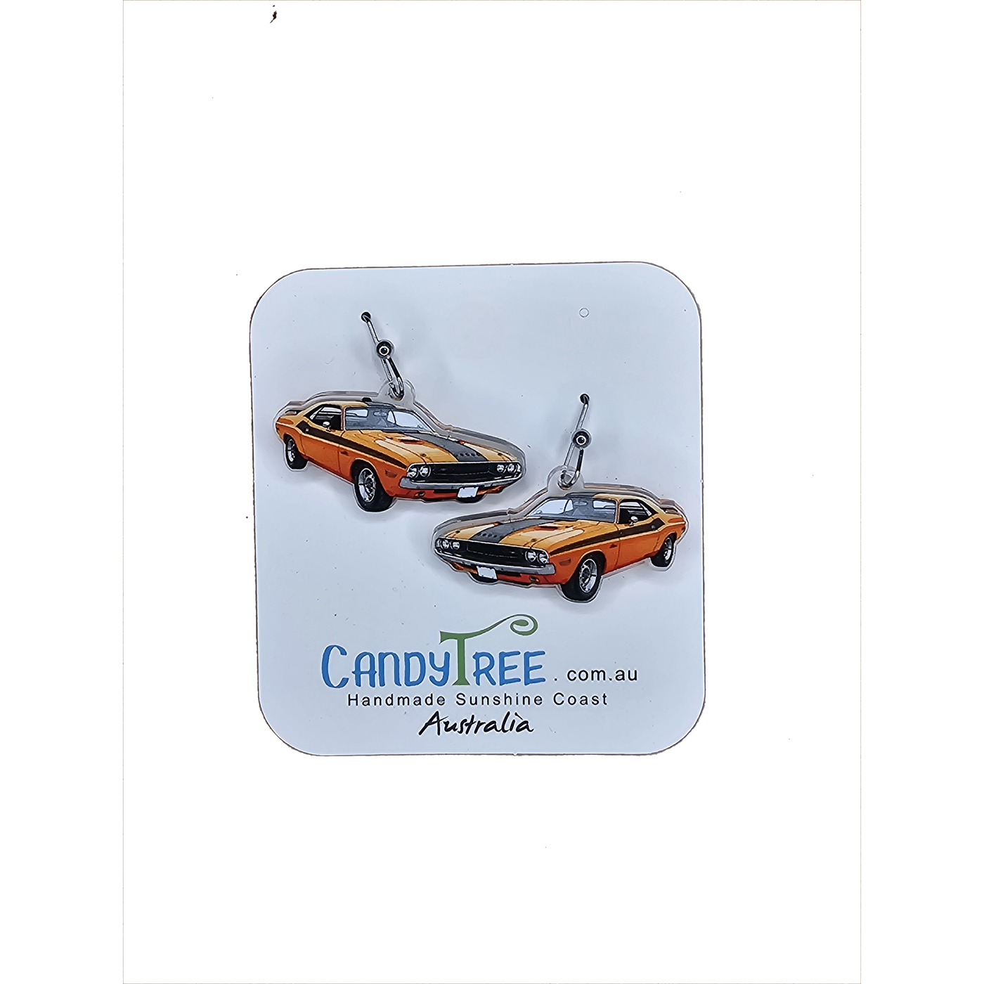 Orange Challenger Dangle Earrings