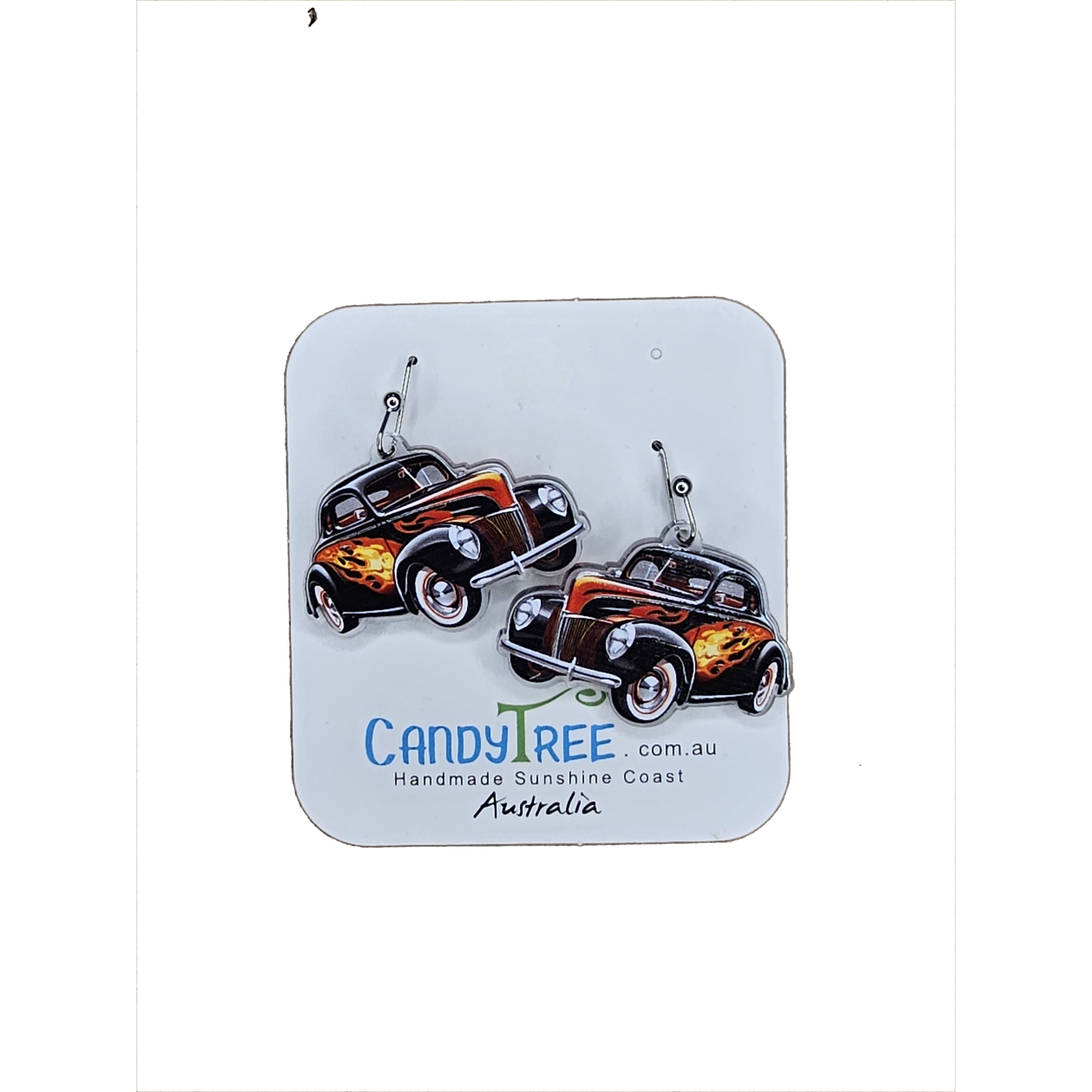 Black Flame Hot Rod Dangle Earrings