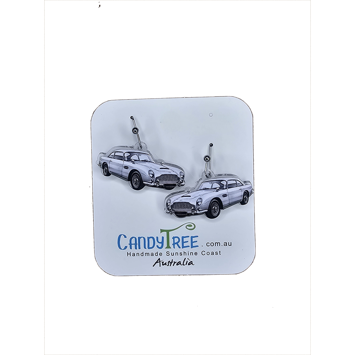 Silver Aston Coupe Dangle Earrings