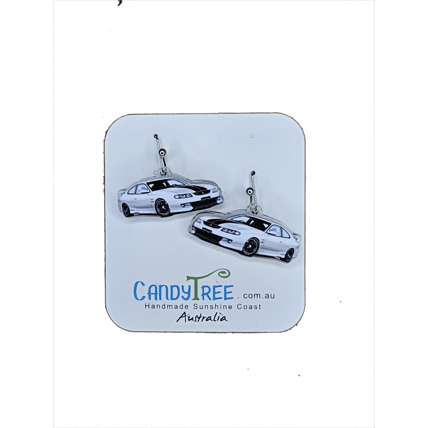 White Performance Coupe Dangle Earrings